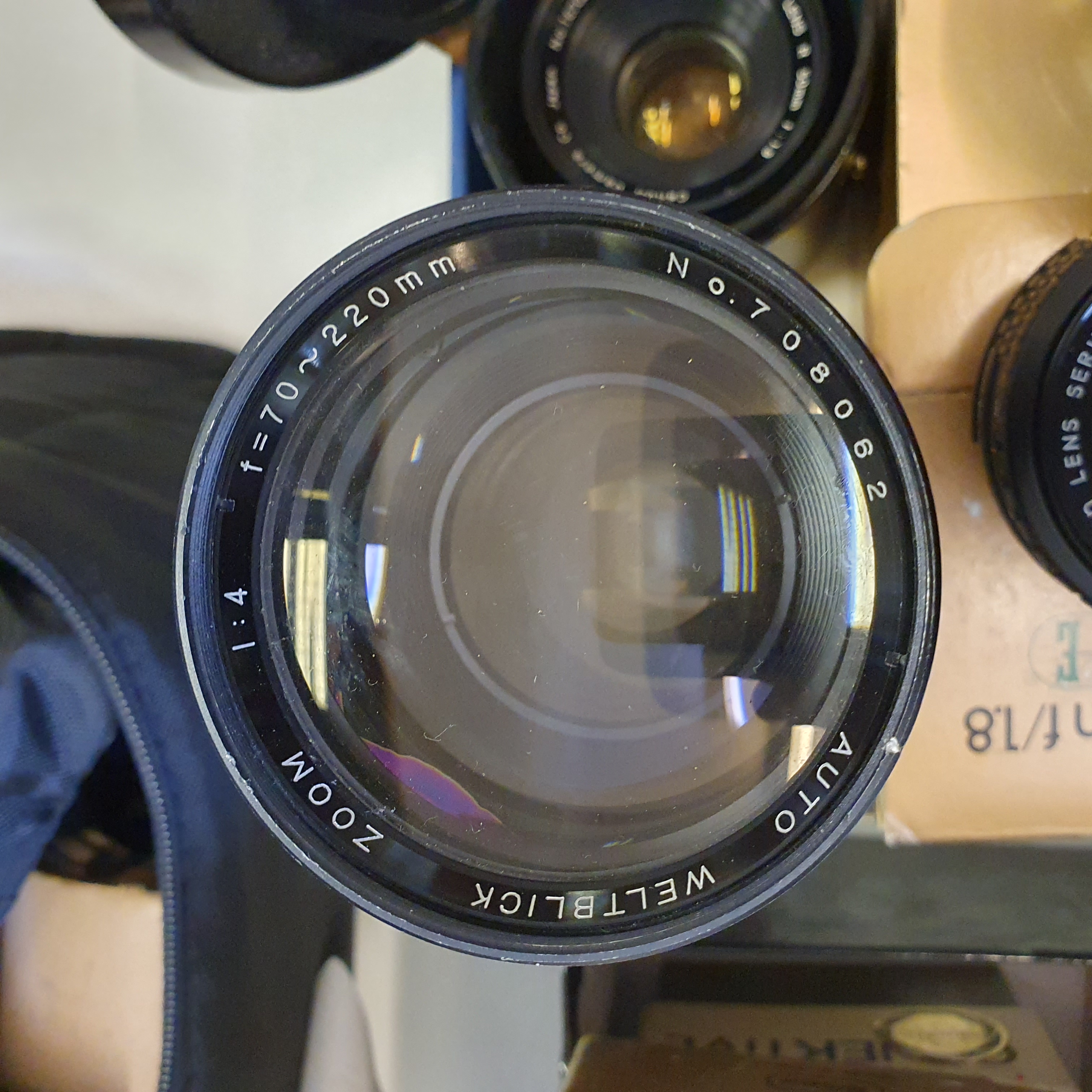 An Alto Welblick camera lens and various other camera lenses (2 boxes) Provenance: Part of a vast - Image 2 of 11