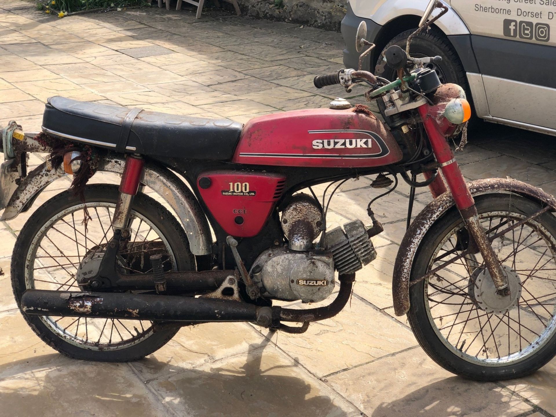 1978 Suzuki 100 CCI Red Registration number ALJ 558T Shed stored for many years No documents For