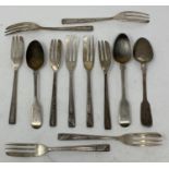 Assorted silver cutlery, various dates and makers, 8.4 ozt (12)