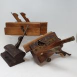 A mahogany woodworking plane and various other woodworking tools (box)