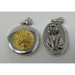 Two silver cat lockets Modern