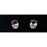 A pair of morganite stud earrings