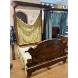 A mahogany half tester bed, 220 cm high x 141 cm wide Various losses and alterations