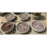 A matched set of five composite garden planters, approx. 51 cm diameter, and another similar (6)