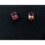 A pair of pink tourmaline stud earrings