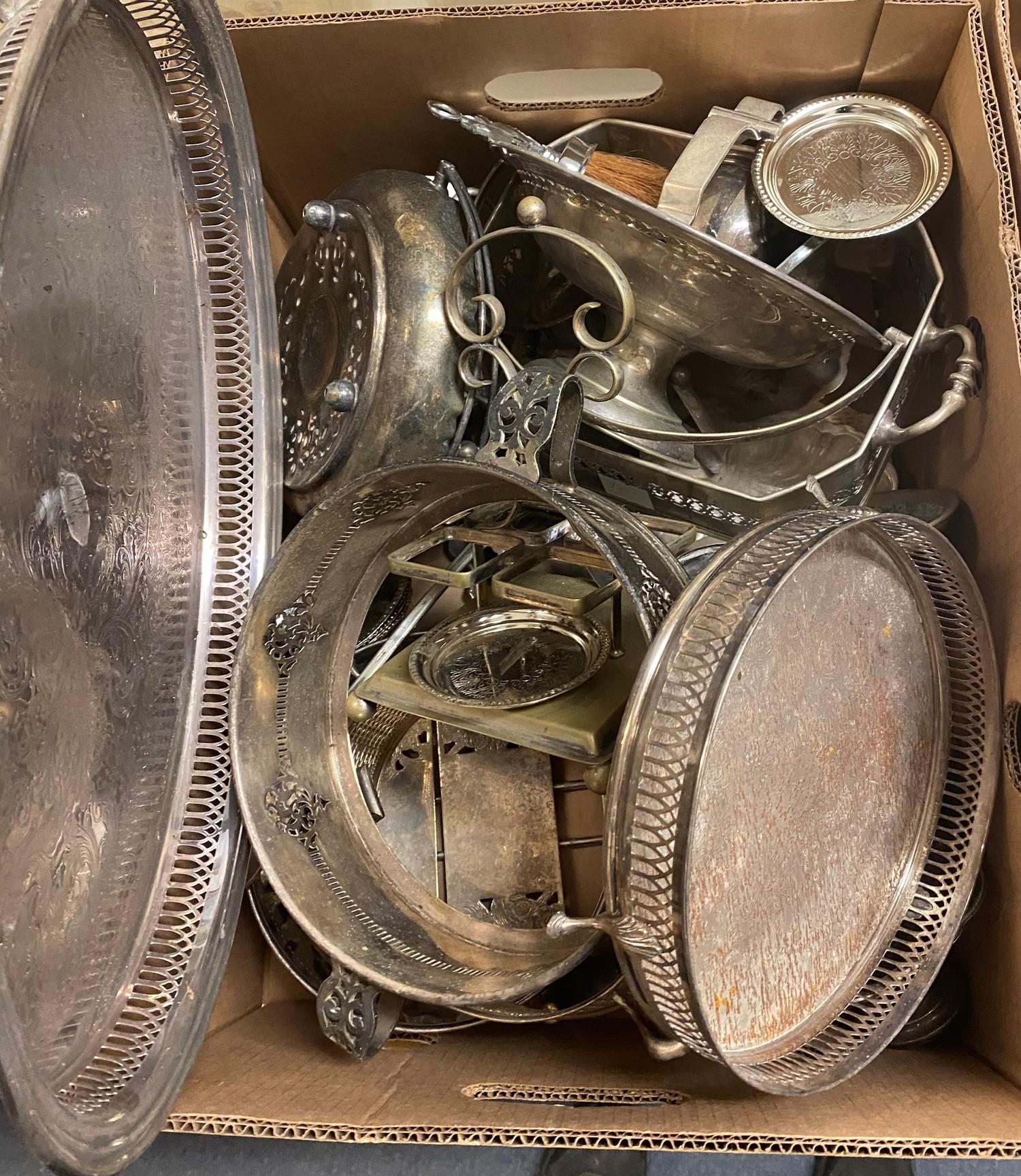 A silver plated oval tray, and various silver plate (two boxes) - Image 2 of 2