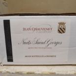 Six bottles of Chateau Jean Chauvenet, Nuits Saint Georges, 2014, in cardboard box