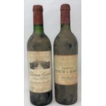 A bottle of Chateau Canon, Saint-Emilion Grand Cru, 1986, and a bottle of Chateau Lynch Bages,