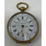 An open face pocket watch, the enamel dial inscribed CENTRE SECONDS CHRONOGRAPH EXAMINED SWISS MADE,