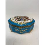 A Sevres style porcelain box, of shaped oval form, 20 cm wide Modern
