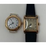 A 9ct gold gentleman's wristwatch, and a ladies 9ct gold wristwatch (2)