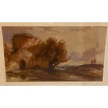 D'Ogville, On the Tiber, watercolour heightened with bodycolour, signed and dated 1847 (?), 21.5 x