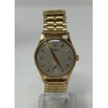 A 9ct gold Longines gentleman's wristwatch, later gold plated strap, in presentation box