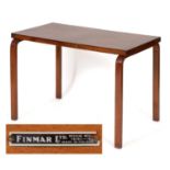 A Finmar bentwood side table, label to underside, 100 cm wide