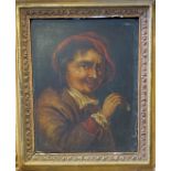 Continental school, late 19th century, a man holding a pipe, oil on panel, 22.5 x 18 cm