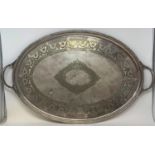 A silver plated oval two handle tray, 74 cm wide