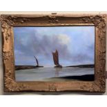 English school, early 20th century, seascape with two boats, oil on board, 44 x 64 cm Various losses