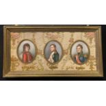 A set of three oval portrait miniatures, of Napoleon, Murat and Ney, signed Daisy, each 9 x 7 cm,