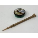 A late 19th century propelling pencil, with engine turned decoration, initialed, with a bloodstone
