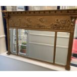 An early 20th century gilt gesso overmantle mirror, 143 x 92 cm