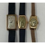 A ladies 9ct gold wristwatch, and two other similar (3)