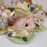 A Royal Albert Beatrix Potter figure, Jeremy Fisher, seven other Beatrix Potter figures, and a