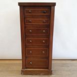 A mahogany and satinwood inlaid Wellington chest, 105 cm high x 47 cm wide