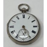 A Victorian silver open face pocket watch, with Roman numerals, and subsidiary seconds dial