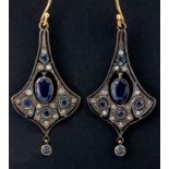 A pair of sapphire and diamond earrings