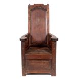 An oak lambing chair, 137 cm high