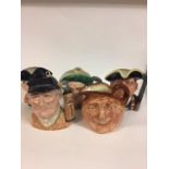 A Royal Doulton character jug, the Golfer D6623, The Guardsman D6568, The Night Watchman D6569, Auld