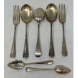 A part table service of silver Hanoverian or rat tail pattern cutlery, Sheffield 1963, 36.3 ozt