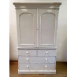 A Victorian painted linen press, 127 cm wide