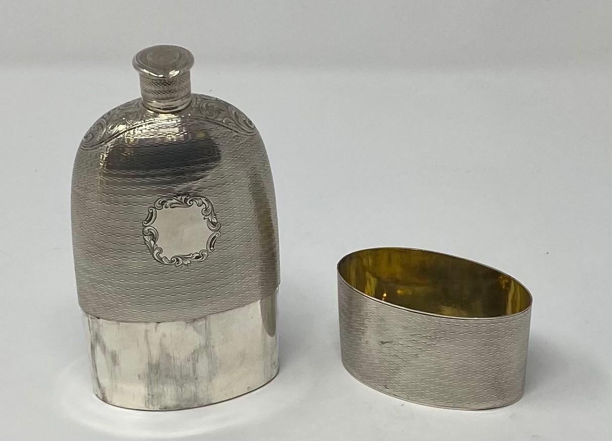 A large Victorian silver flask, with engraved decoration, and detachable cup, London 1851, 7.4 - Image 2 of 3