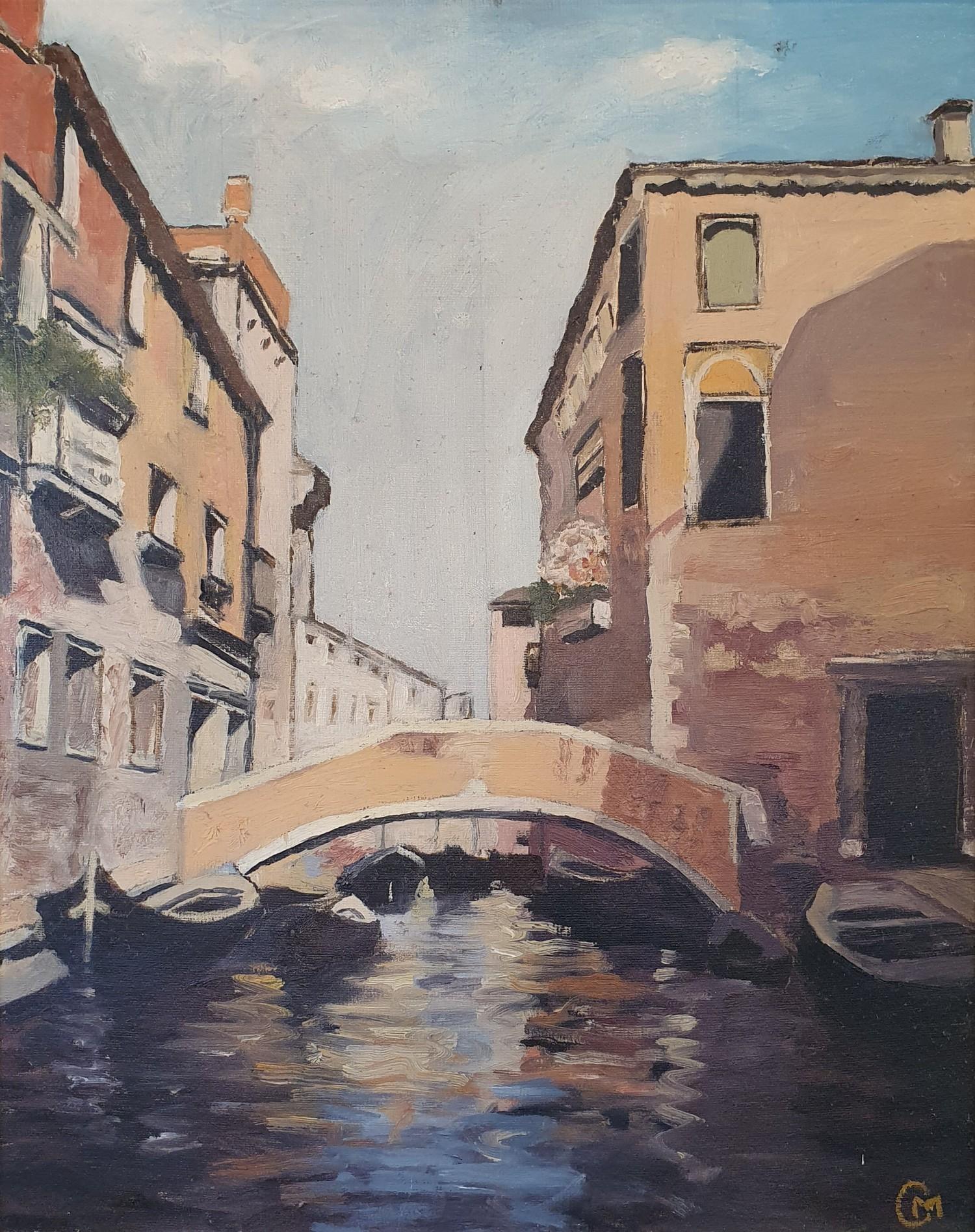 Continental school, 20th century, Venice scene, oil on board, initialed C. M., 50 x 39 cm