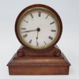 A mantel clock, painted dial, diameter 10 cm, in walnut case, 17 cm high