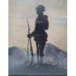 H. R. Shorten, silhouette of a soldier, Dawn, signed and dated 1921, watercolour, 23 x 18 cm, and