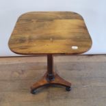 A 19th century rosewood tilt top table, 50 cm wide Large ring mark top, and loss of colour