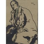 William Nicholson, portrait of a man, lithograph, initialed W. N., dated 1899, 20 x 15 cm