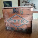 An early 20th century pine packing chest, for Tate Cube Sugar, 53 cm wide