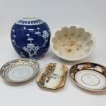 A 19th century pottery jelly mould, and various other 19th century and later ceramics (box)