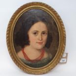 English School, 19th century, a portrait of Sarah Jane Davis, oil on canvas board, titled and