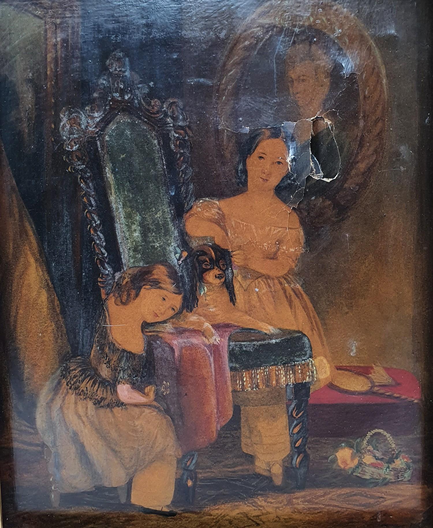 English school, early 20th century, three children and a pet rabbit, watercolour, 34 x 26 cm, a - Image 3 of 6