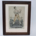 A 19th century print, C. Y. Davies, a boxer, 20 x 14 cm, and various other 19th century and later