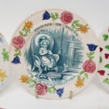 A 19th century nursery plate, Frolics of Youth, 14 cm diameter, and four other nursery plates (5)
