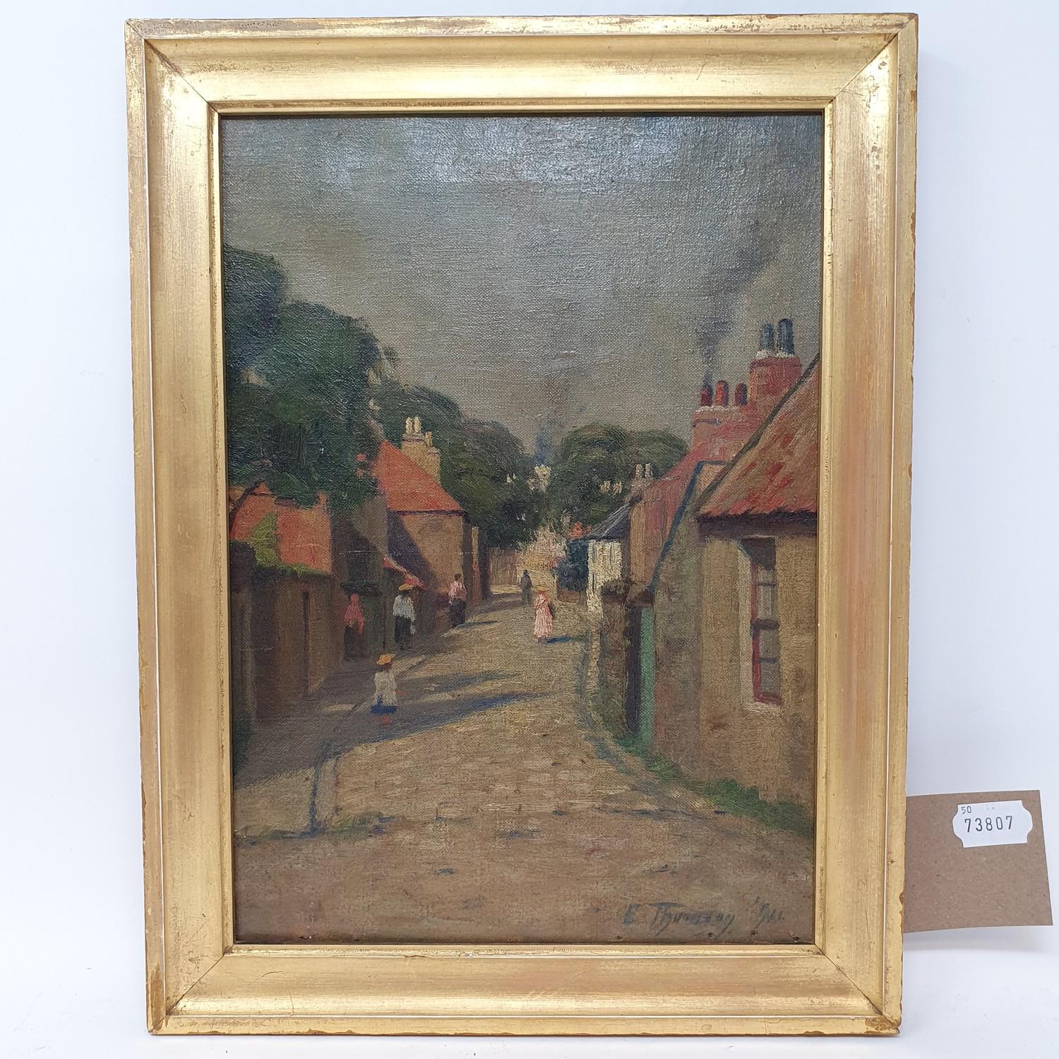 English school, early 20th century, a village scene, oil on canvas, signature indistinct, 34 x 24 - Image 2 of 6