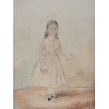 English school, portrait of a young girl, watercolour, 18 x 14 cm, English school, 19th century,