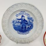 A 19th century nursery plate, Sower, 17 cm diameter, and four other nursery plates (5) Some losses