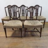 A set of five mahogany dining chairs, with pierced splat backs, 4 + 1, and a similar chair (6)