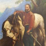Continental school, early 20th century, a portrait of General Garibaldi, with his horse, oil on